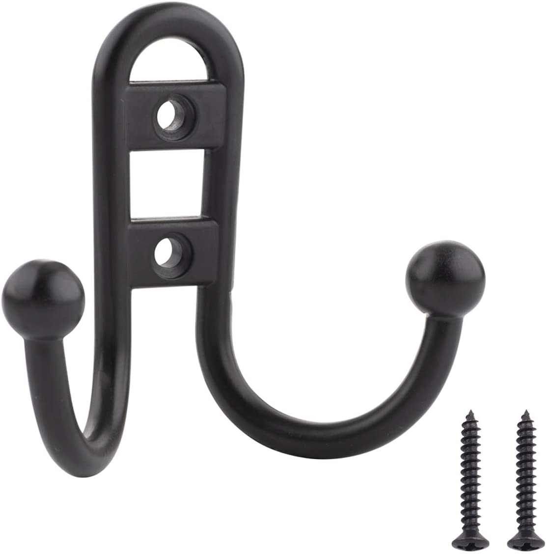 Double Prong Robe Hook-Black 1