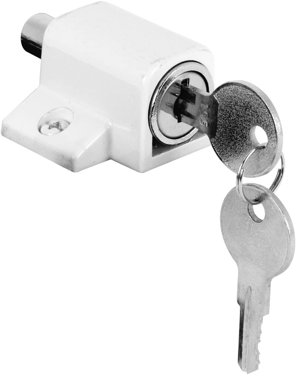 Keyed Patio Door Lock-White 1