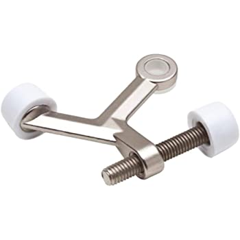 Heavy Duty Adjustable Hinge Pin Door Stopper Stop with Bumper-Nickel Plated