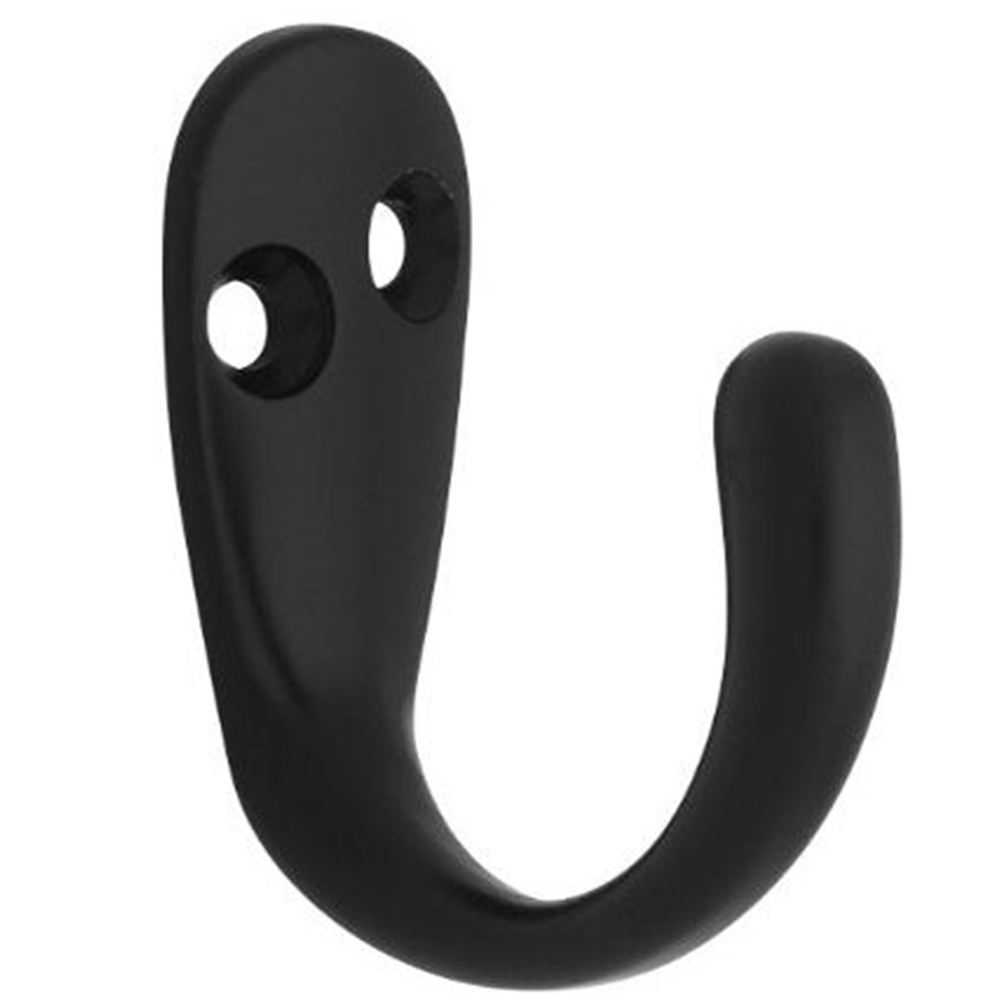 Single Prong Robe Hook-Black 1