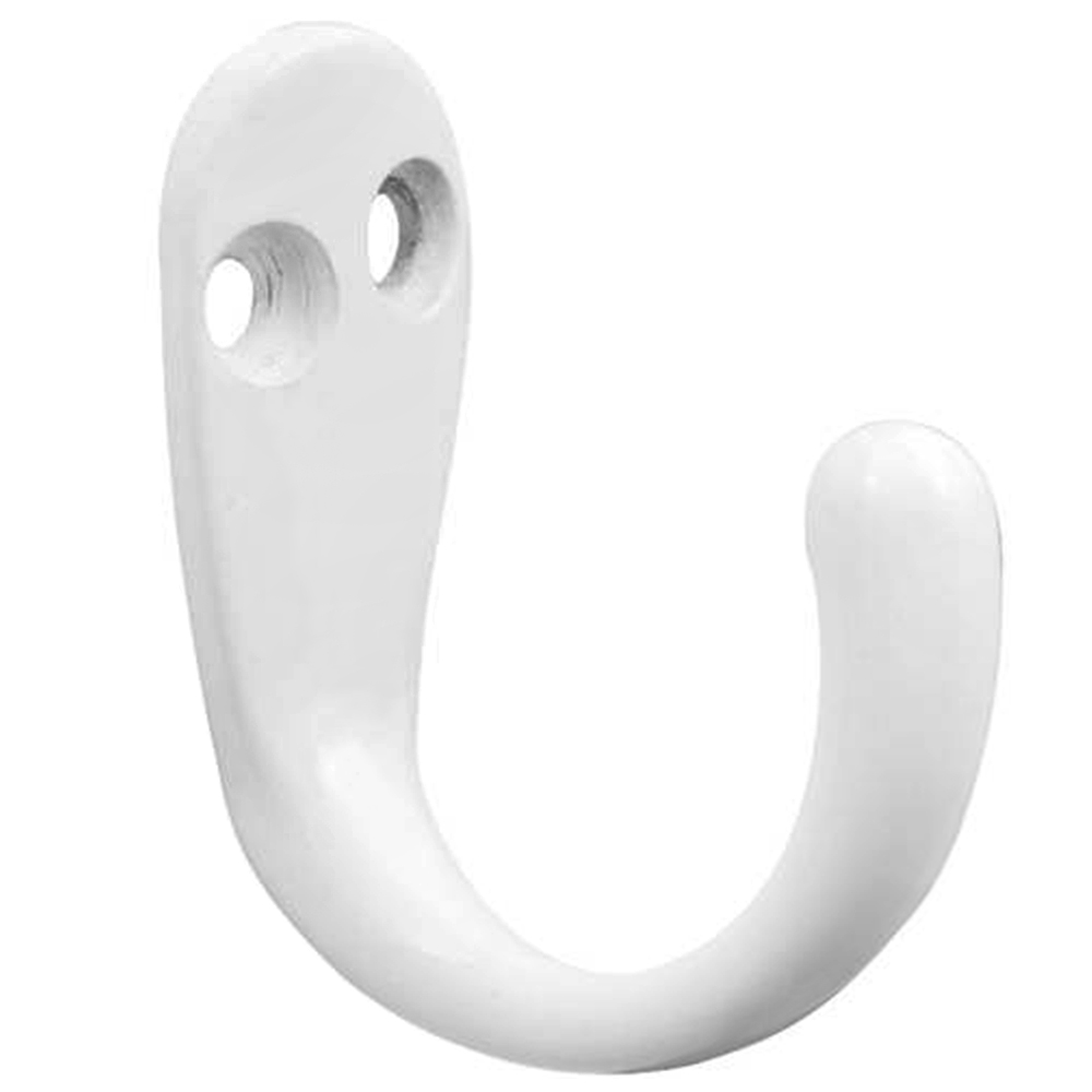 Single Prong Robe Hook-White 1