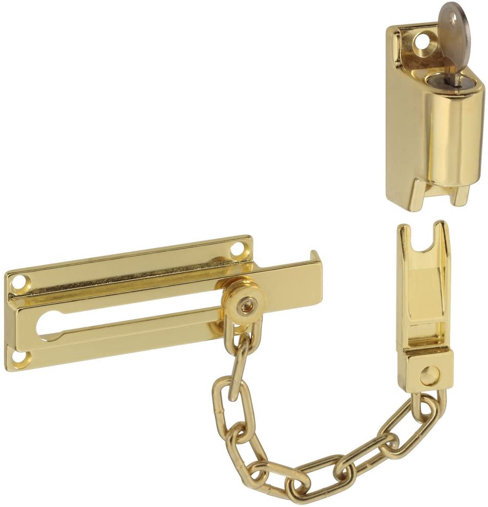 Keyed Chain Door Guard-Brass Plated 1