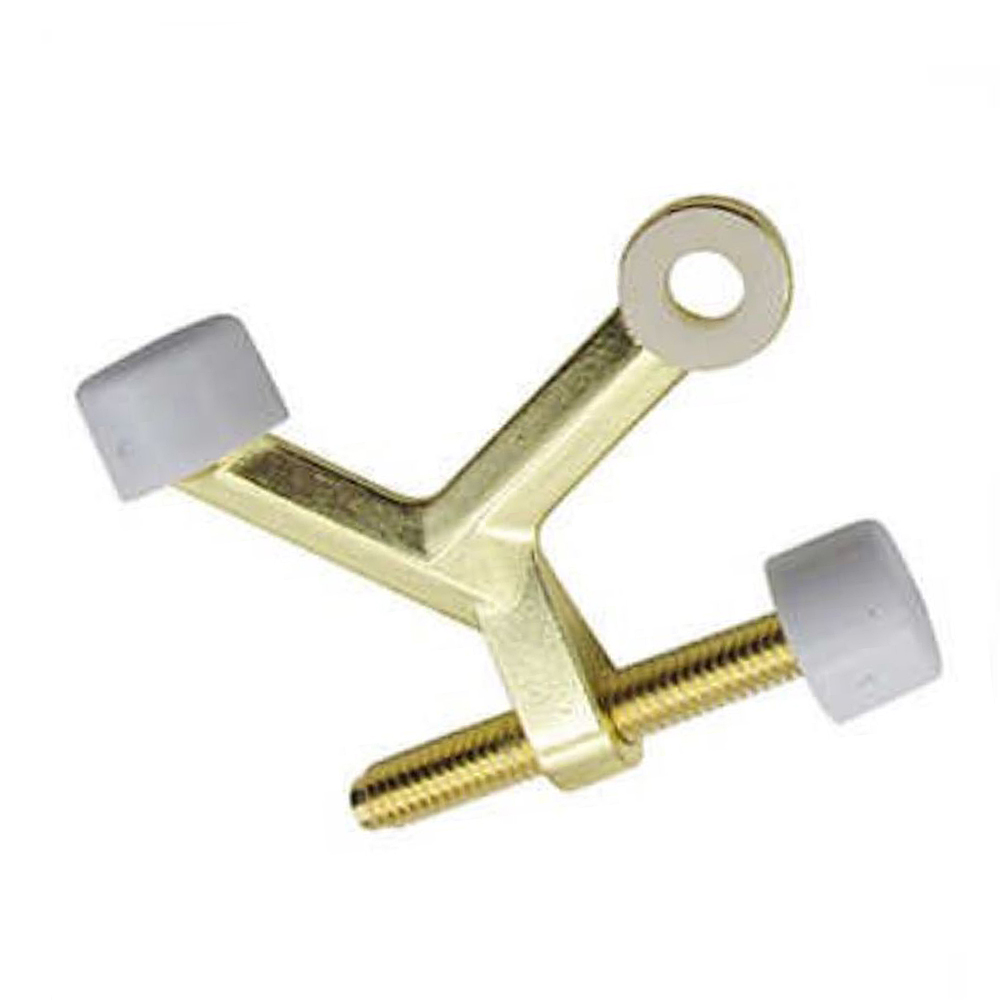 Heavy Duty Adjustable Hinge Pin Door Stopper Stop with Bumper-Brass Plated